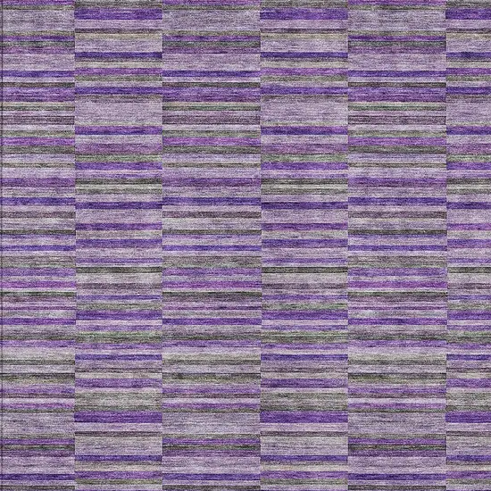 Purple And Lavender Striped Washable Indoor Outdoor Area Rug Photo 6