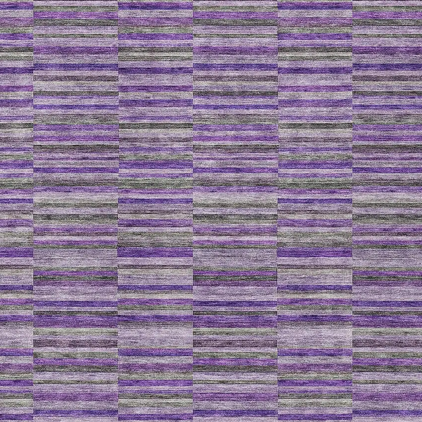 Purple And Lavender Striped Washable Indoor Outdoor Area Rug Photo 6