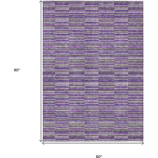 Purple And Lavender Striped Washable Indoor Outdoor Area Rug Photo 3