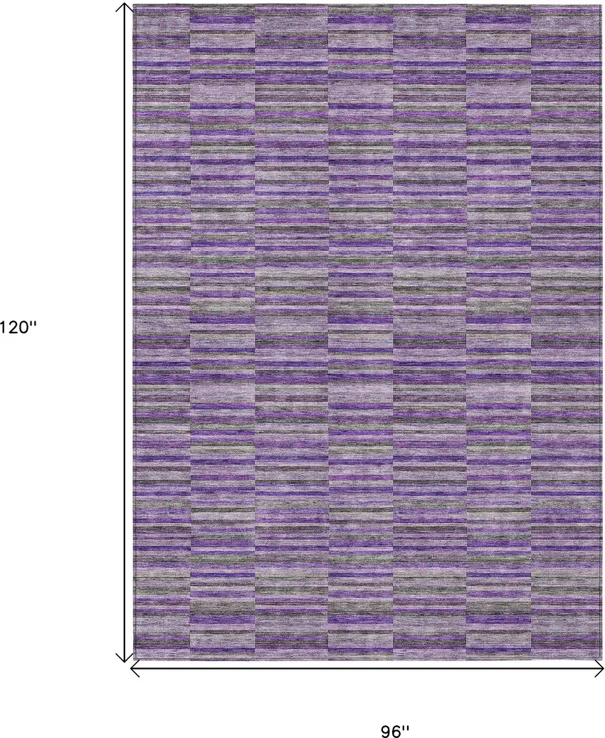 Purple And Lavender Striped Washable Indoor Outdoor Area Rug Photo 3