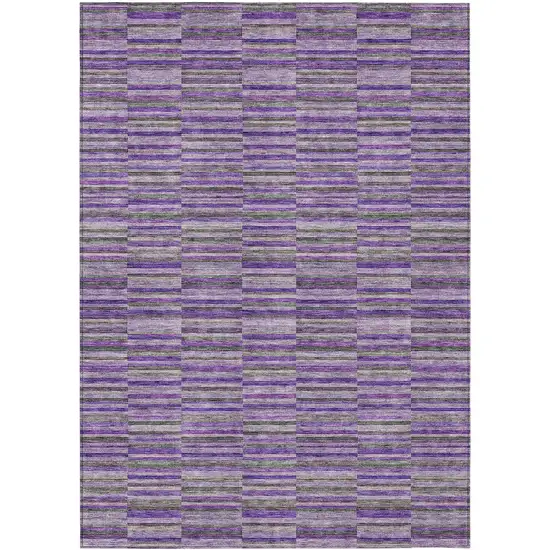 Purple And Lavender Striped Washable Indoor Outdoor Area Rug Photo 2
