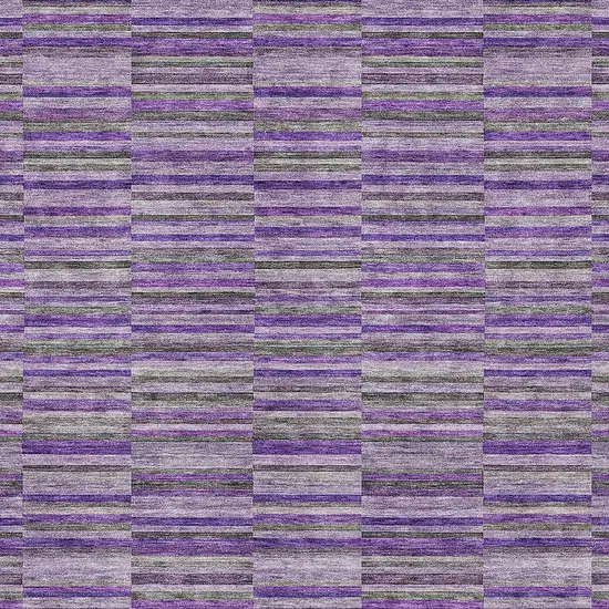 Purple And Lavender Striped Washable Indoor Outdoor Area Rug Photo 6
