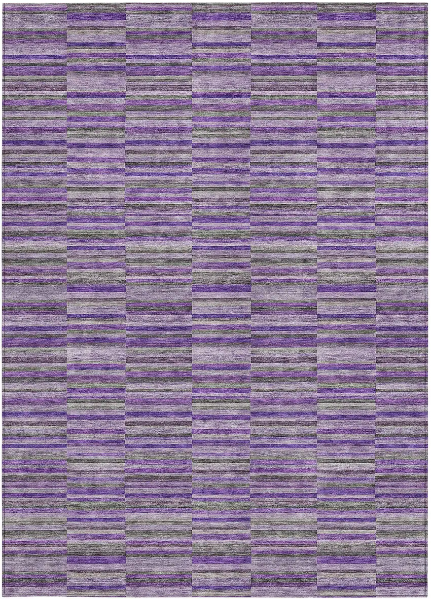 Purple And Lavender Striped Washable Indoor Outdoor Area Rug Photo 7