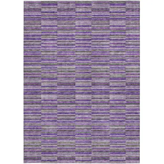 Purple And Lavender Striped Washable Indoor Outdoor Area Rug Photo 7