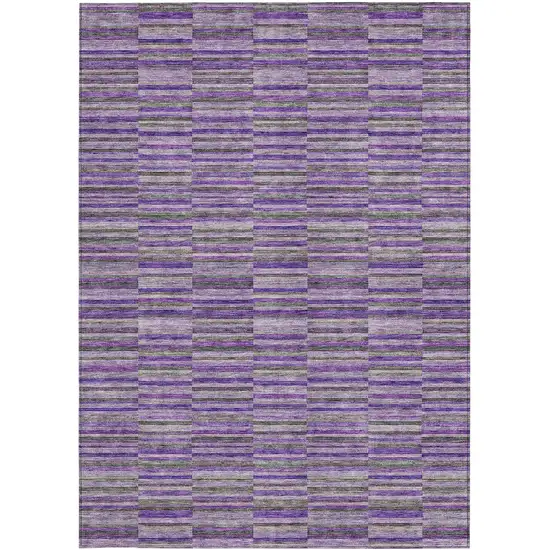 Purple And Lavender Striped Washable Indoor Outdoor Area Rug Photo 7