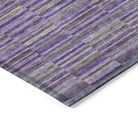 Purple And Lavender Striped Washable Indoor Outdoor Area Rug Photo 5