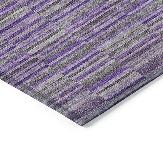Purple And Lavender Striped Washable Indoor Outdoor Area Rug Photo 5