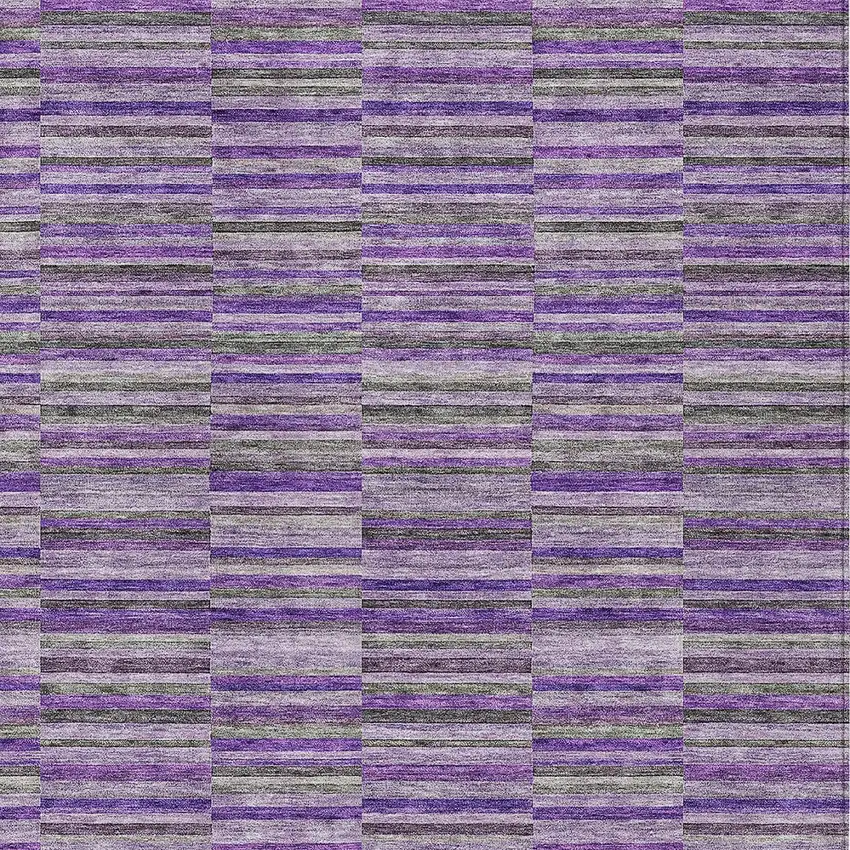 Purple And Lavender Striped Washable Indoor Outdoor Area Rug Photo 6