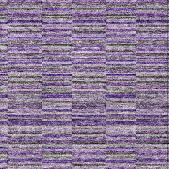 Purple And Lavender Striped Washable Indoor Outdoor Area Rug Photo 6