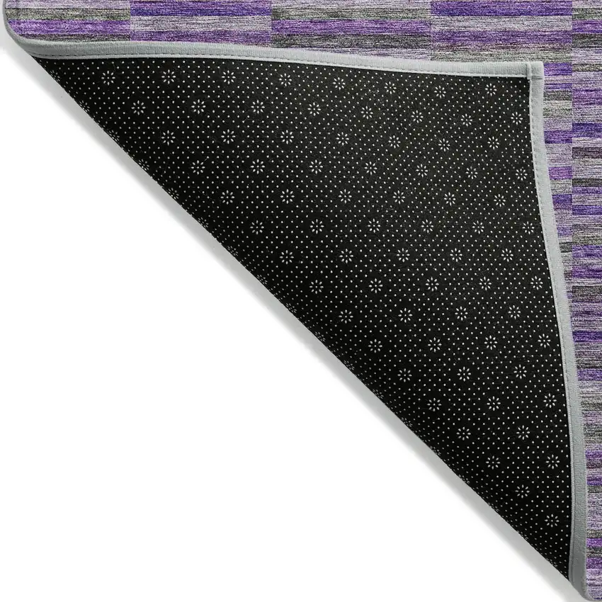 Purple And Lavender Striped Washable Indoor Outdoor Area Rug Photo 4