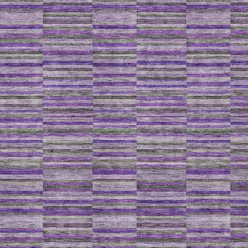 Purple And Lavender Striped Washable Indoor Outdoor Area Rug Photo 6