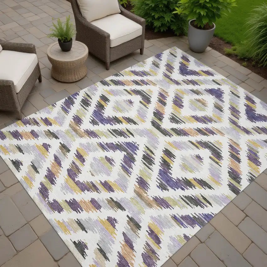 Purple And Lavender Tribal Washable Indoor Outdoor Area Rug Photo 7