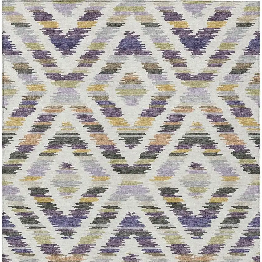 Purple And Lavender Tribal Washable Indoor Outdoor Area Rug Photo 3