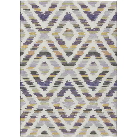 Purple And Lavender Tribal Washable Indoor Outdoor Area Rug Photo 1