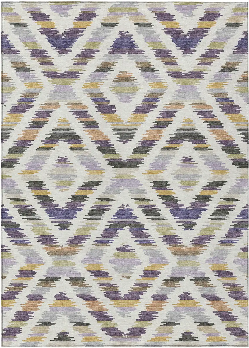 Purple And Lavender Tribal Washable Indoor Outdoor Area Rug Photo 1