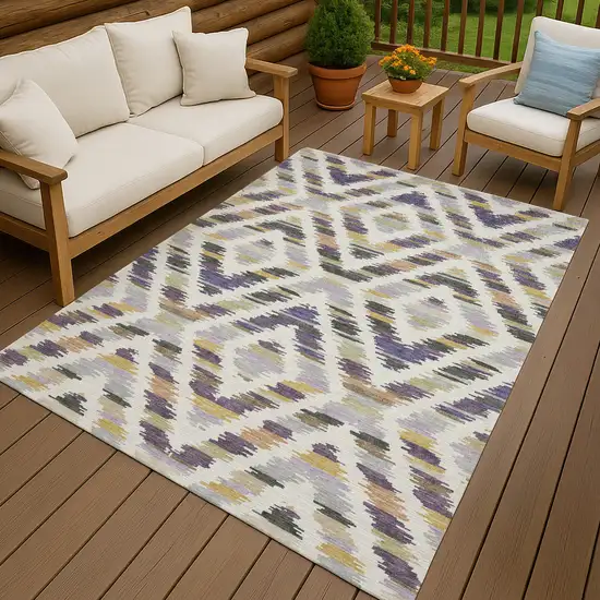Purple And Lavender Tribal Washable Indoor Outdoor Area Rug Photo 4