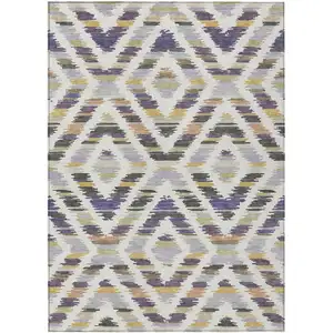 Photo of Purple And Lavender Tribal Washable Indoor Outdoor Area Rug