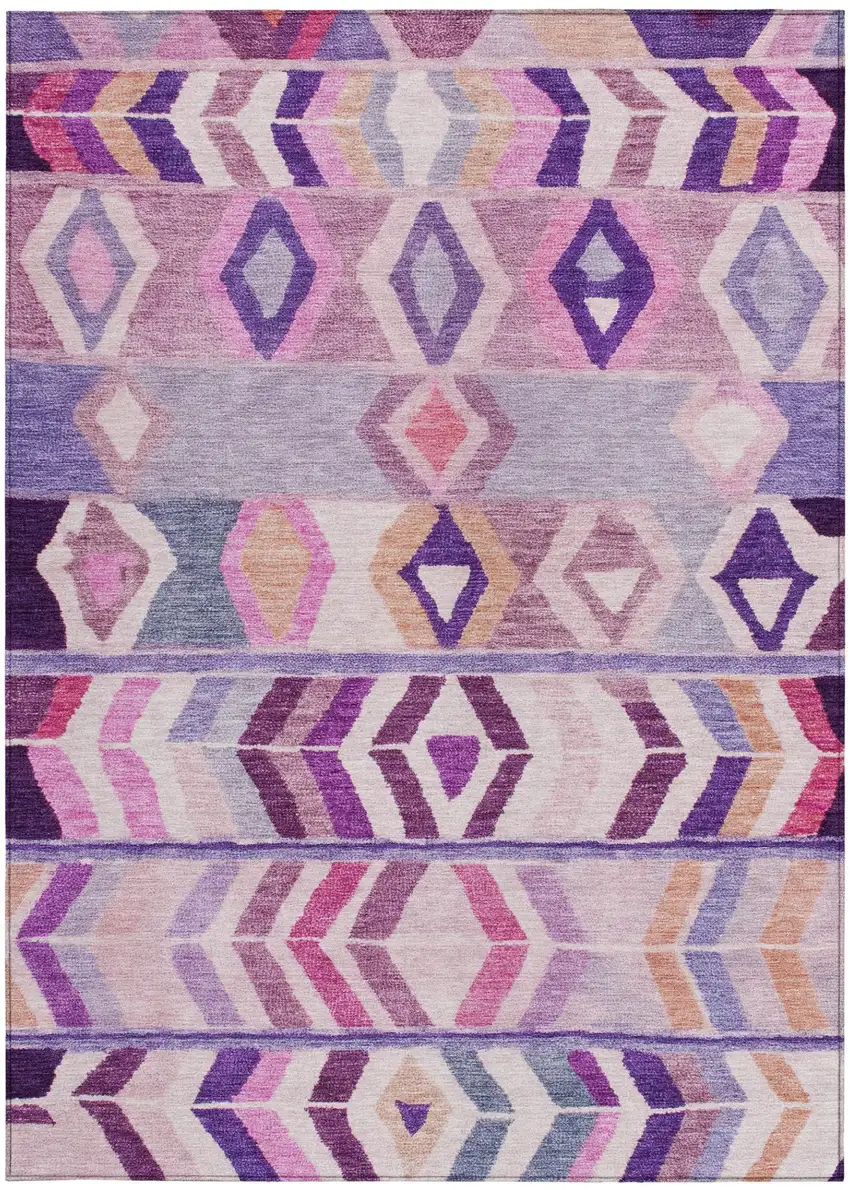 Purple And Lavender Tribal Washable Indoor Outdoor Area Rug Photo 4