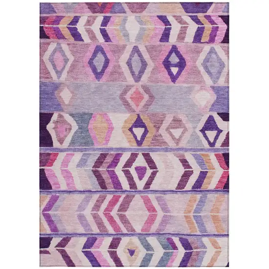 Purple And Lavender Tribal Washable Indoor Outdoor Area Rug Photo 4