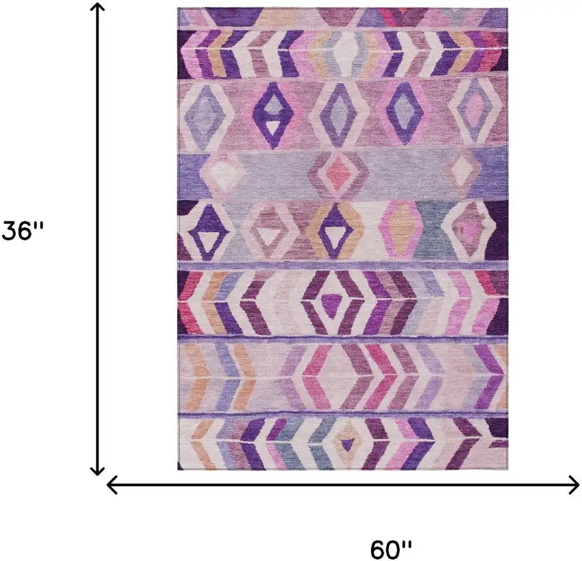 Purple And Lavender Tribal Washable Indoor Outdoor Area Rug Photo 7