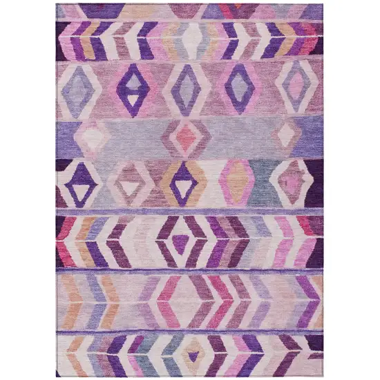 Purple And Lavender Tribal Washable Indoor Outdoor Area Rug Photo 2