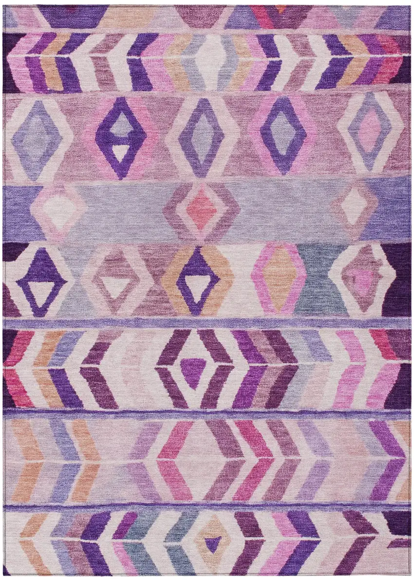 Purple And Lavender Tribal Washable Indoor Outdoor Area Rug Photo 2