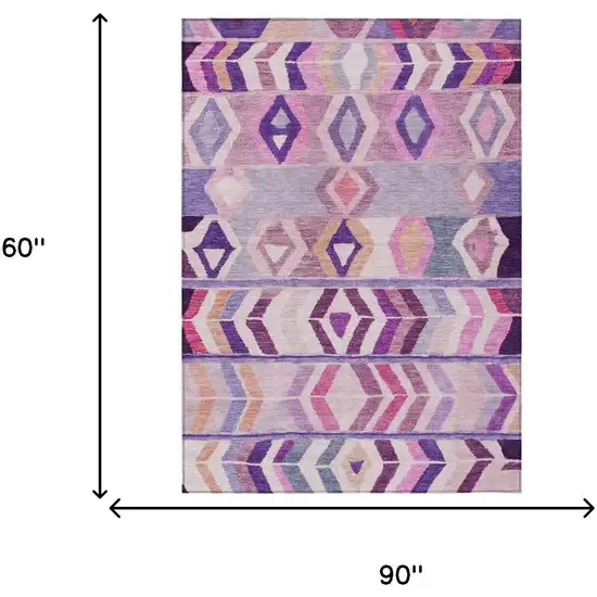 Purple And Lavender Tribal Washable Indoor Outdoor Area Rug Photo 7