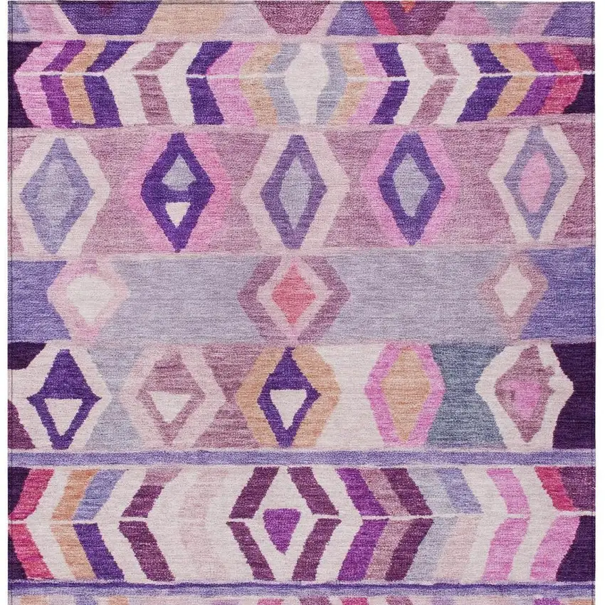 Purple And Lavender Tribal Washable Indoor Outdoor Area Rug Photo 3