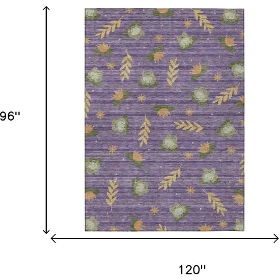 Purple And Lilac Botanical Leaves Washable Indoor Outdoor Area Rug Photo 5