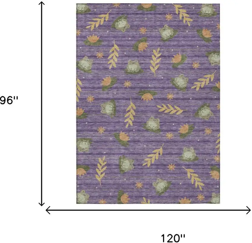 Purple And Lilac Botanical Leaves Washable Indoor Outdoor Area Rug Photo 5