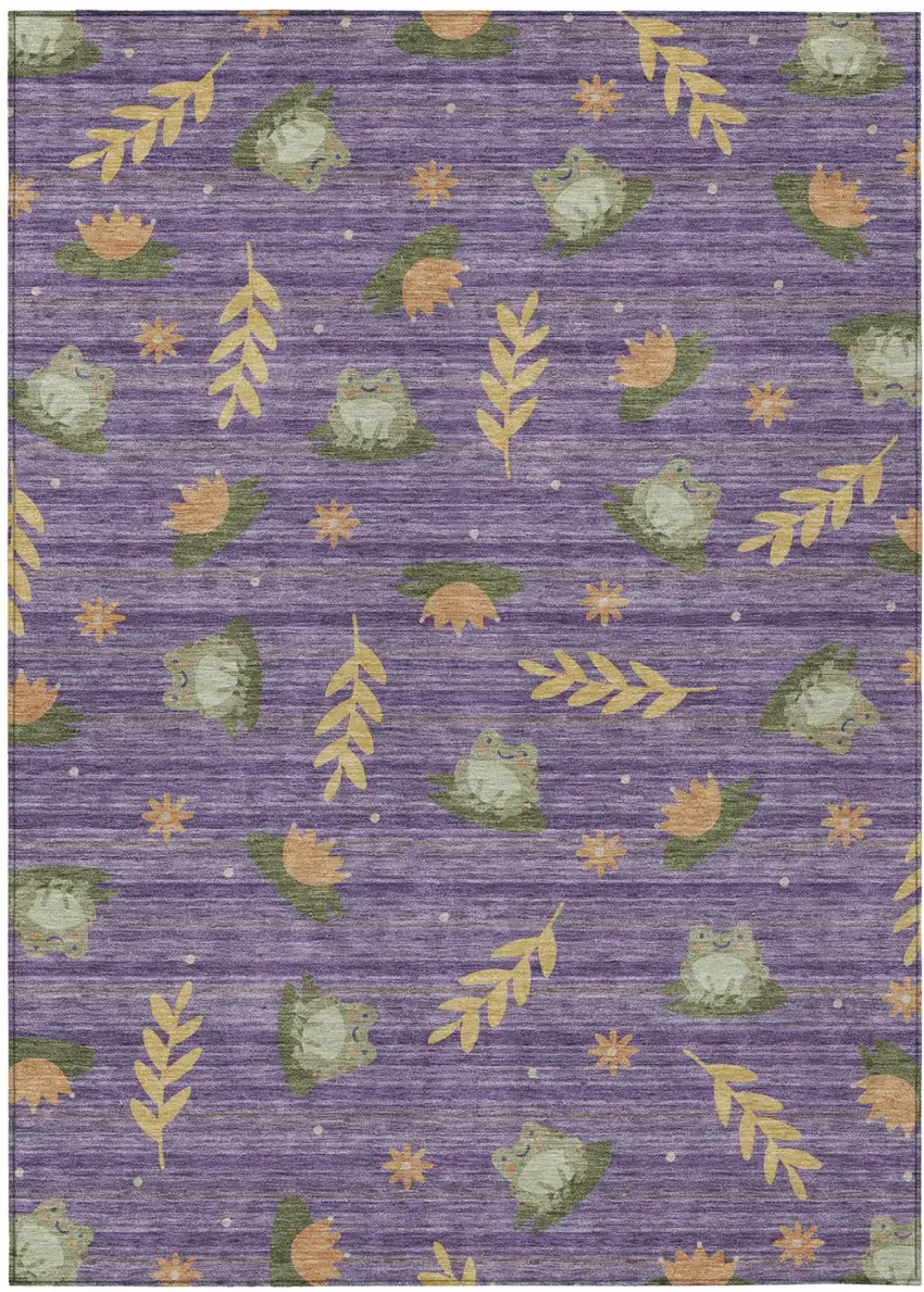Purple And Lilac Botanical Leaves Washable Indoor Outdoor Area Rug Photo 2