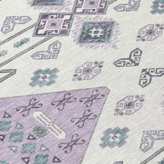 Purple And Lilac Geometric Washable Indoor Outdoor Area Rug Photo 6