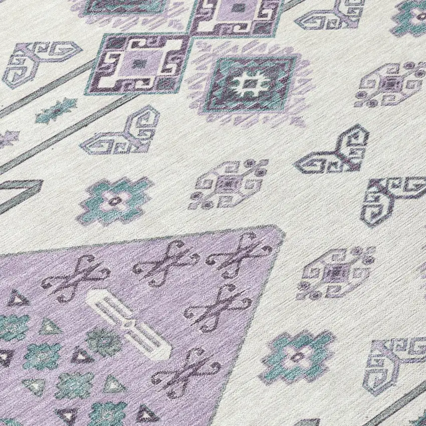 Purple And Lilac Geometric Washable Indoor Outdoor Area Rug Photo 6