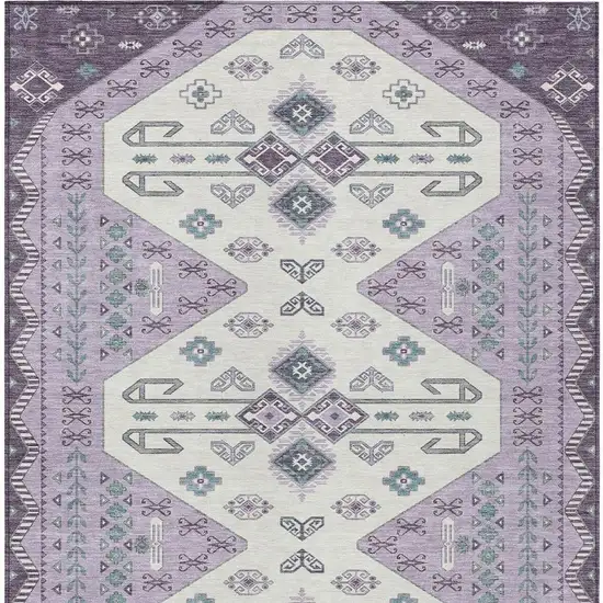 Purple And Lilac Geometric Washable Indoor Outdoor Area Rug Photo 4