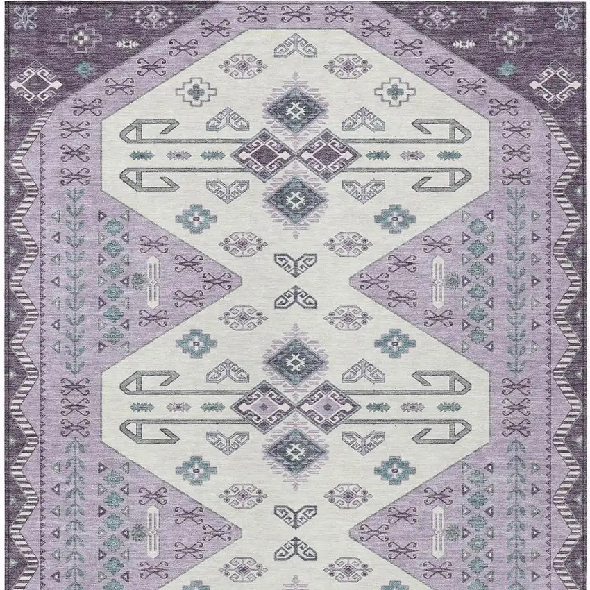 Purple And Lilac Geometric Washable Indoor Outdoor Area Rug Photo 4