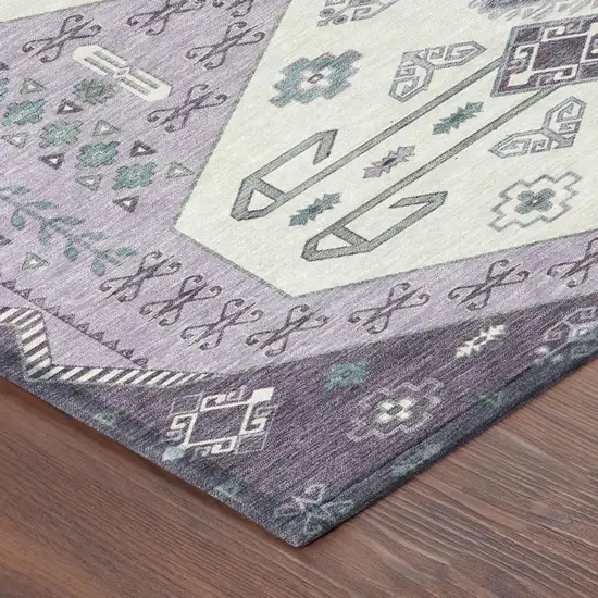 Purple And Lilac Geometric Washable Indoor Outdoor Area Rug Photo 5