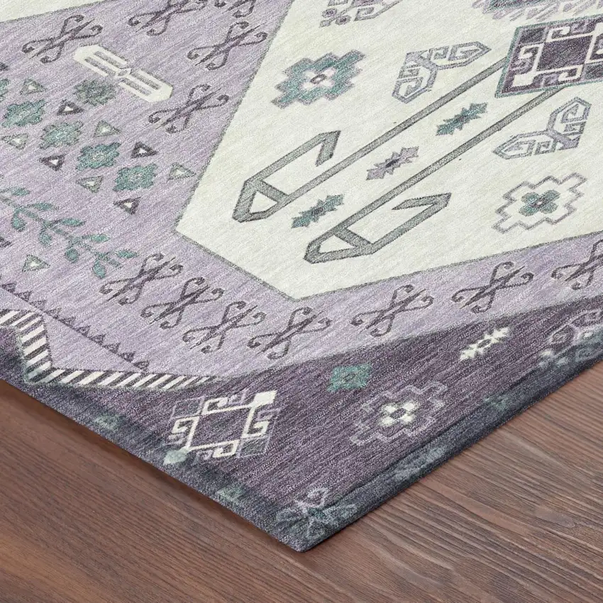 Purple And Lilac Geometric Washable Indoor Outdoor Area Rug Photo 5