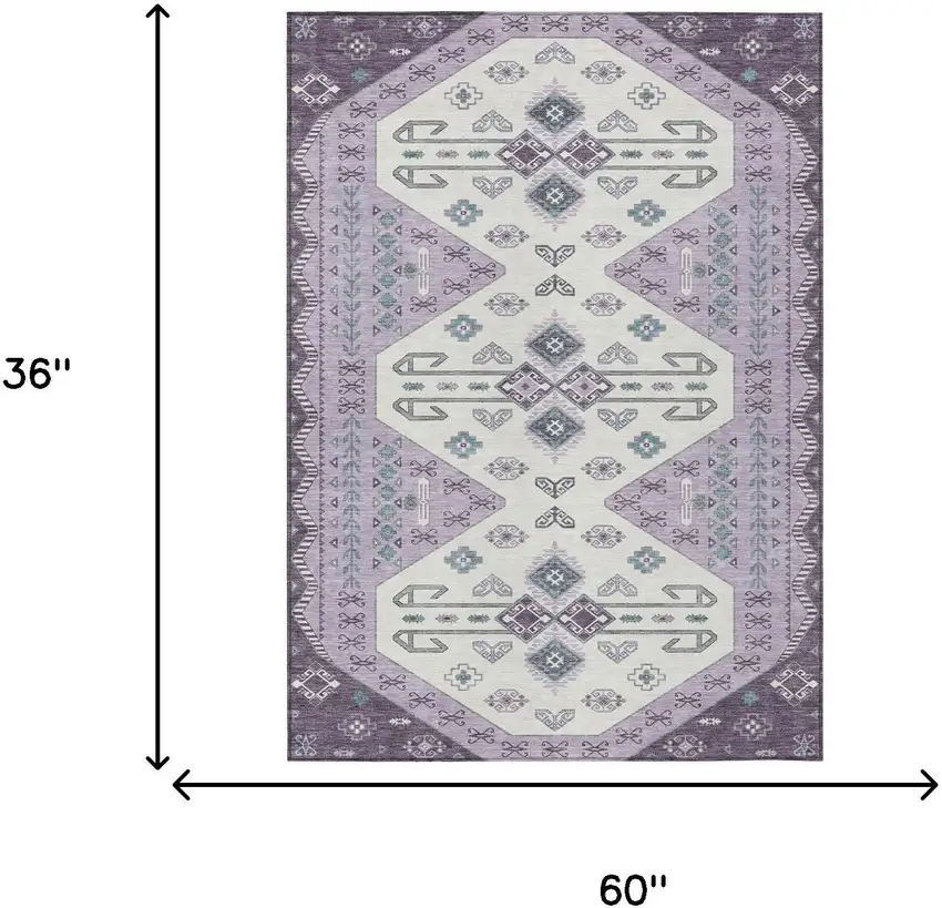 Purple And Lilac Geometric Washable Indoor Outdoor Area Rug Photo 7