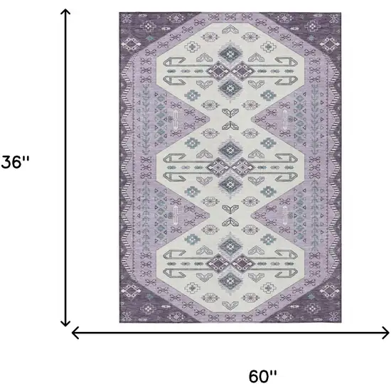Purple And Lilac Geometric Washable Indoor Outdoor Area Rug Photo 7