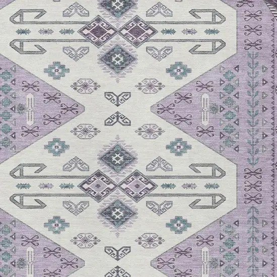Purple And Lilac Geometric Washable Indoor Outdoor Area Rug Photo 3