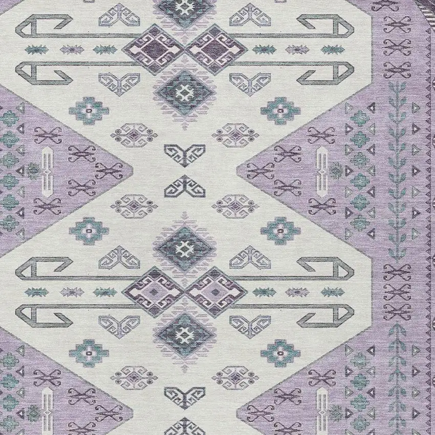 Purple And Lilac Geometric Washable Indoor Outdoor Area Rug Photo 3