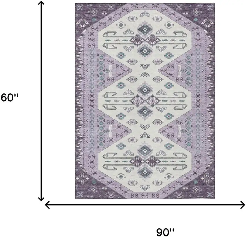 Purple And Lilac Geometric Washable Indoor Outdoor Area Rug Photo 7