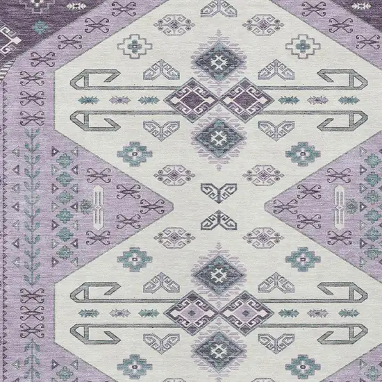Purple And Lilac Geometric Washable Indoor Outdoor Area Rug Photo 3