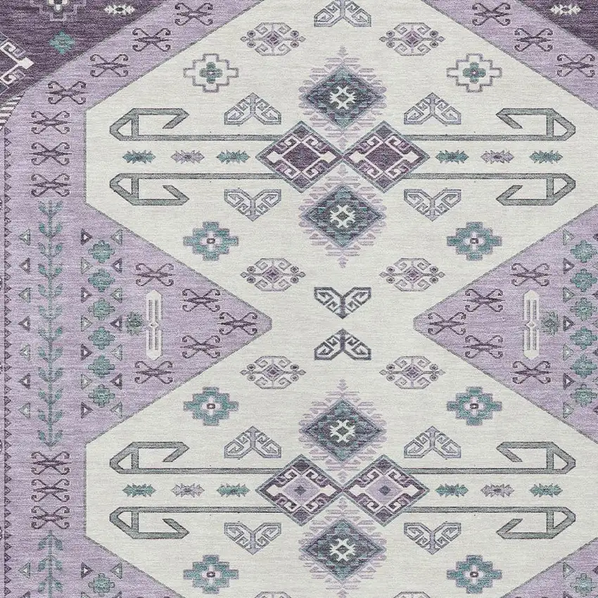 Purple And Lilac Geometric Washable Indoor Outdoor Area Rug Photo 3