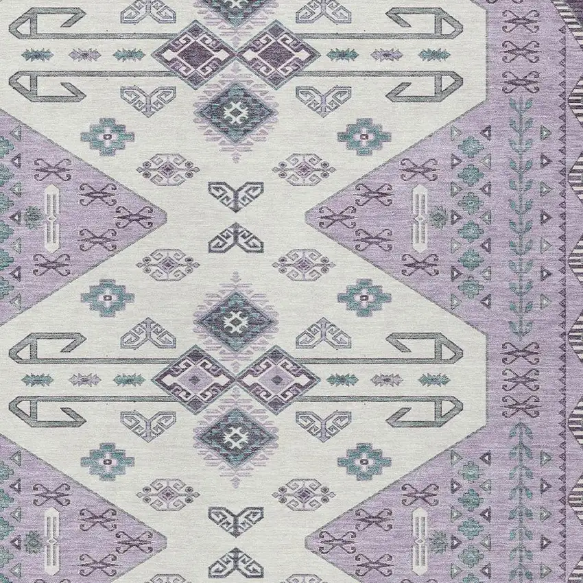 Purple And Lilac Geometric Washable Indoor Outdoor Area Rug Photo 3