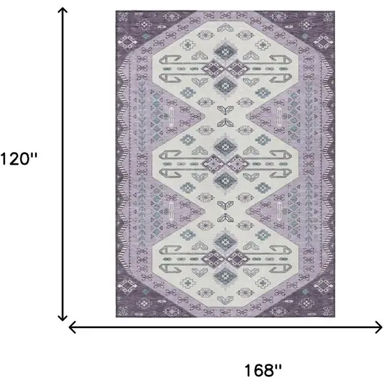 Purple And Lilac Geometric Washable Indoor Outdoor Area Rug Photo 7