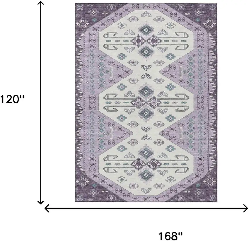 Purple And Lilac Geometric Washable Indoor Outdoor Area Rug Photo 7