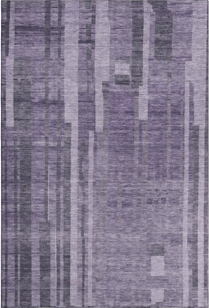 Purple And Lilac Striped Washable Area Rug With UV Protection Photo 1