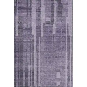 Photo of Purple And Lilac Striped Washable Area Rug With UV Protection