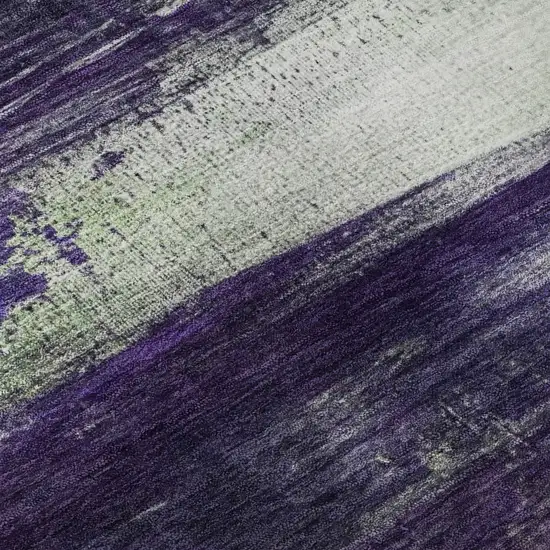 Purple And Lime Green Abstract Washable Area Rug With UV Protection Photo 8
